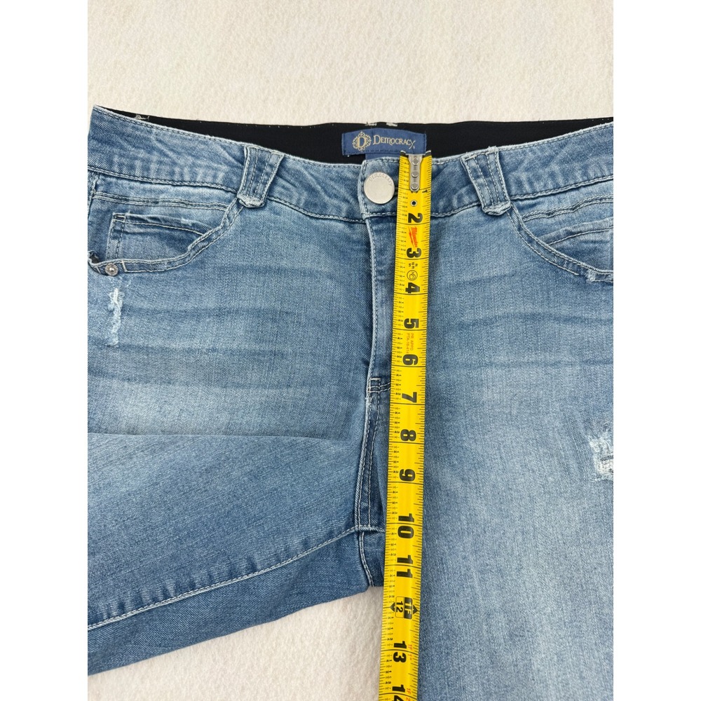 Democracy Ab Solution Blue Denim Bermuda Shorts Womens 12 Distressed 15" Inseam - Picture 7 of 8